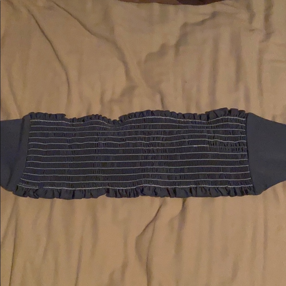 Zaful navy ruffled bikini top